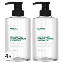 쿤달 리얼 알로에 베라 모이스처 수딩젤, 500ml, 4개