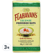 플라하반 아이리쉬 포리지 오트밀 시리얼, 500g, 3개