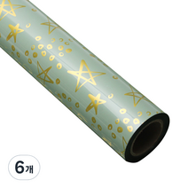 포포팬시 금별 비닐 증착롤 포장지 대 53cm x 17m, 그린, 6개