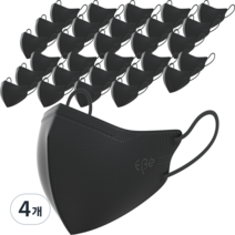 이비에 더세로 새부리형 대형 마스크 성인용 KF80, 30개입, 4개, 블랙