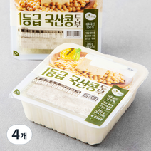 맑은물에 1등급 국산콩 두부, 380g, 4개