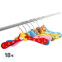 바자 캐릭터 원목 옷걸이, 혼합 색상, 18개
