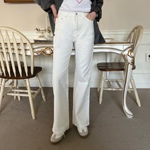 여성용 핀트 부츠컷 면팬츠