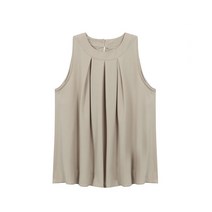 탱커스 라운드 주름 민소매 블라우스