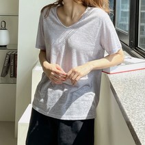 네티 린넨 브이넥 티셔츠