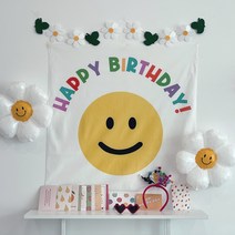 미미파티 생일 파티 현수막 데이지 풍선 가랜드 하트 안경 폭죽 머리띠 종합 세트, C 레몬스마일, 1세트