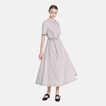 밑단 언밸런스 롱 반팔 원피스 폴리