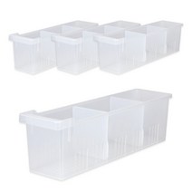 샤바스 정리대장 스마트 트레이 정리함 냉장고 정리용 좁은형 4p + 칸막이 8p 세트, 반투명