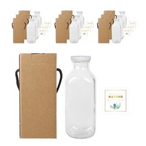 사각밀크티 유리병 500ml + 화이트캡 + 스티커 10M + 박스 패키지, 10세트