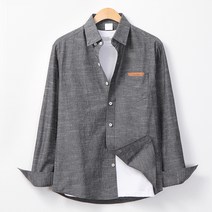 레이먼 남성용 푸시 가죽탭 포켓 카라 셔츠