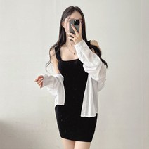 밀키버터 여성용 썸머 스퀘어넥 나시 니트 미니 원피스