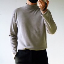 남성용 따스한 기모 반폴라 니트 티셔츠