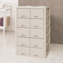 라탄 트윈 5단 수납장, 베이지, 1개