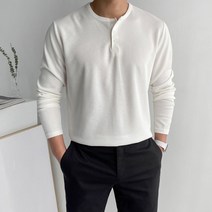 머시따 남성용 쓰리버튼 헨리넥 긴팔티