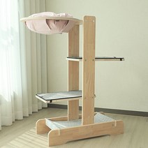 캣츠빌 고무나무 UV코팅 원목 아쭈 캣타워 H A타입, 핑크(천해먹 상단), 레드블루(하단), 그레이(카페트), 1개