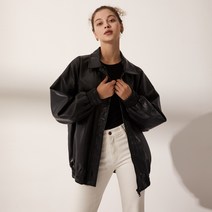 레이디볼륨 여성용 레더 오버핏 점퍼 518-1