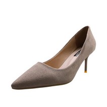 베이직 스웨이드 스틸레토 심플 여성 하이힐 7cm