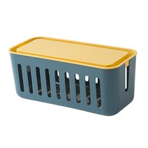 하로아 구멍 많은 멀티탭 플라스틱 보관함 31 x 14 x 13 cm 300g, 1개, 블루 + 옐로우