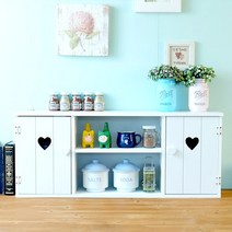 프로방스코리아 하트 선반 수납장 77x17x32cm, 화이트