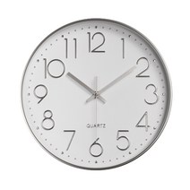 리코프 솔리드 원형 모던 심플 벽시계 30cm, 화이트실버