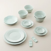 윤도자기 청아 2인 홈세트 14p, 공기 2p + 대접 2p + 소스볼 2p + 찬기 소 2p + 찬기 중 2p + 접시 소 + 접시 중 + 수저받침 2p