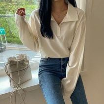 루즈핏 버튼넥 블라우스