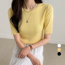 세컨그라운드 여성용 베이직 5부 라운드 니트