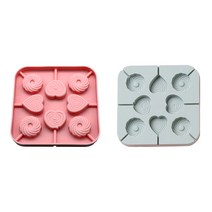 실리콘 레인보우캔디 롤리팝 몰드 8구 2종 + 스틱 100p, 블루, 핑크, 1세트