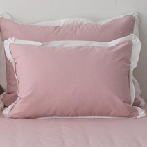 스코홈 바이오워싱 고밀도 순면 호텔식 누빔 베개커버 + 베개솜 세트, 순수핑크, 1세트