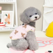 파스텔펫 반려동물 곰돌이 누빔 극세사 조끼, 핑크