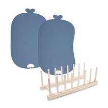 이놀 TPU 이유식 안심 도마 2종 + 거치대 세트, 블루베리(도마), 단일색상(거치대)