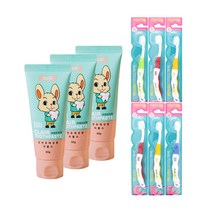 닥터이엘 키즈 크레르 저불소 치약 60g x 3p + 미세모 칫솔 6p, 1세트