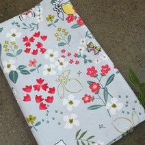 순면 프린트 패턴 원단 레몬플라워, 블루