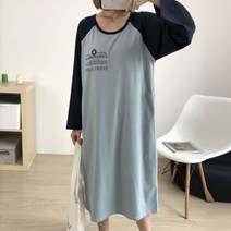 임산부 출산외출복 라운드 면 롱 수유원피스