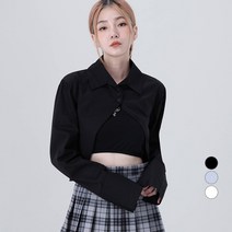 어썸어라운드 여성용 레이어드 크롭 볼레로 셔츠
