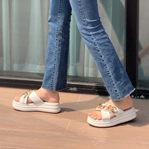인더슈 여성용 샤샤인 골드 체인 슬리퍼 5.5cm