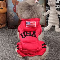 강아지 USA 기모 트레이닝복 올인원, 블랙