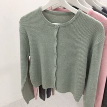 체리체리 여성용 캐시 골지 라운드넥 크롭 니트 가디건