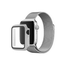 헬로젬 애플워치 밀레니즈루프 스트랩 + 하이브리드 풀커버 케이스 세트, 실버