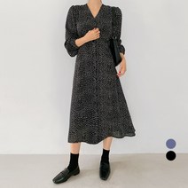 바블링브룩 여성용 잔도트 버튼 플레어 롱 원피스