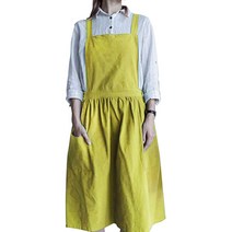 아그노 린넨 원피스형 레이디 앞치마, 머스타드, 1개