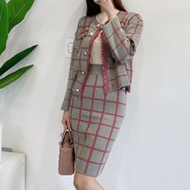 제이에이치스타일 타고나 샤샤 체크 니트 스커트