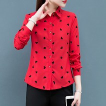 블랙101 여성용 스루키제 하트 슬림핏 셔츠 CH-2317053