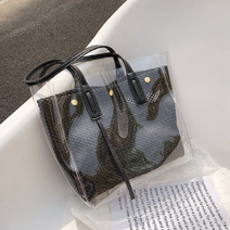 투명 라탄 숄더 비치백