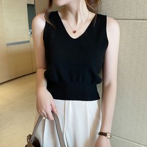 여성용 MA 브이넥 데일리 니트 나시