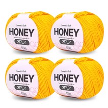 니뜨 허니 3ply 뜨개실 45g x 4p + 무료 도안 세트, 42 진노랑