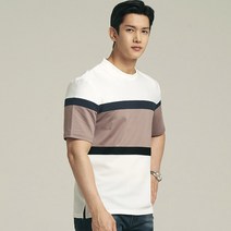 업클라스 남성용 컬러 배색 반 팔 티셔츠 b094hf