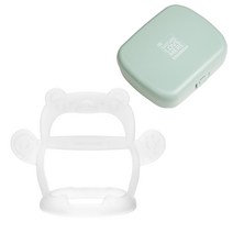 네이쳐러브메레 유아용 츄어블 손목 치발기 곰돌이 + 케이스 세트, 치발기 + 케이스
