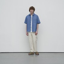 마인드브릿지 남성용 데님해지 오버핏 반팔 셔츠 MWWS31B2