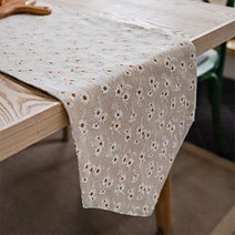 홈플로우 섬세한 국화 스티칭 자수 고급 테이블 러너, 혼합색상, 30 x 180 cm